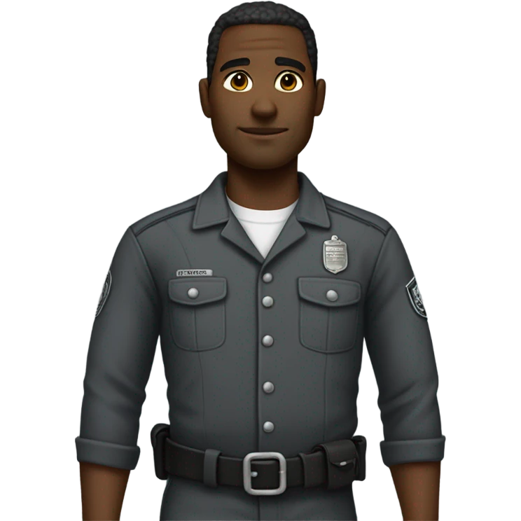 an prisoner in an dark gray uniform. very realistic and detailed emoji
