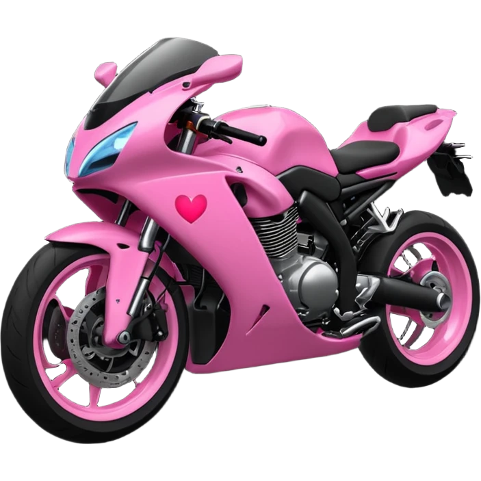 moto sportiva con un cuore rosa fluorescente che sfuma verso il nero emoji