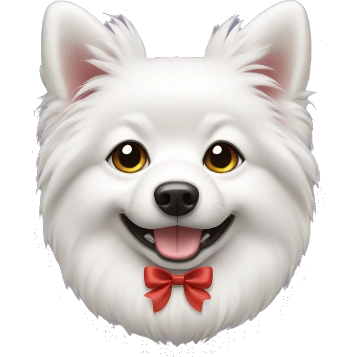 Japanese spitz dog with a bow emoji