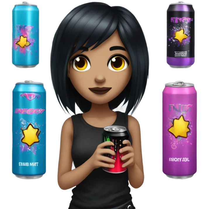Emo girl holding an energy drin emoji