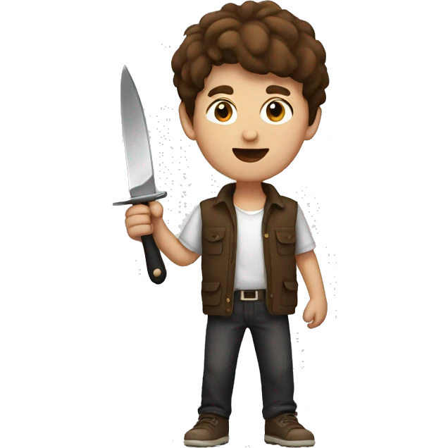 Brown haired Boy with knife  emoji
