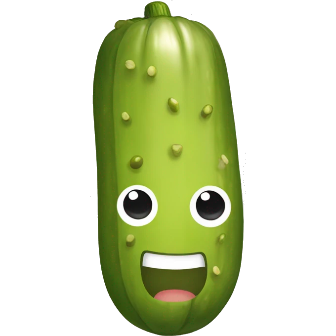 pickle with a face, blond hair and dark eyebrows emoji