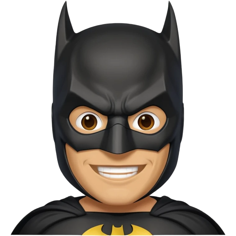 The below right one is perfect but just remove the hair and put batman mask on him  emoji