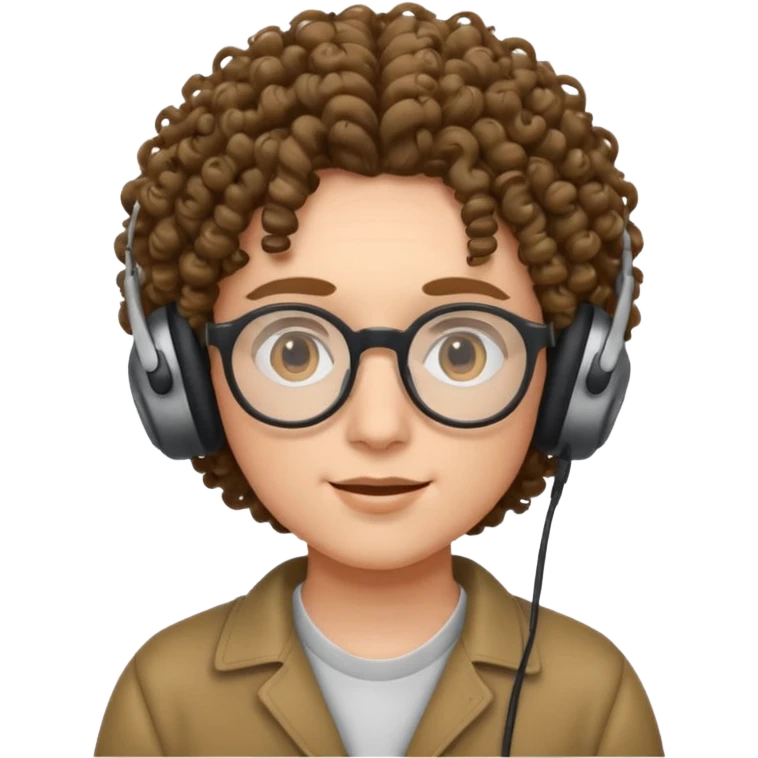 headphone and spectacles, curly emoji