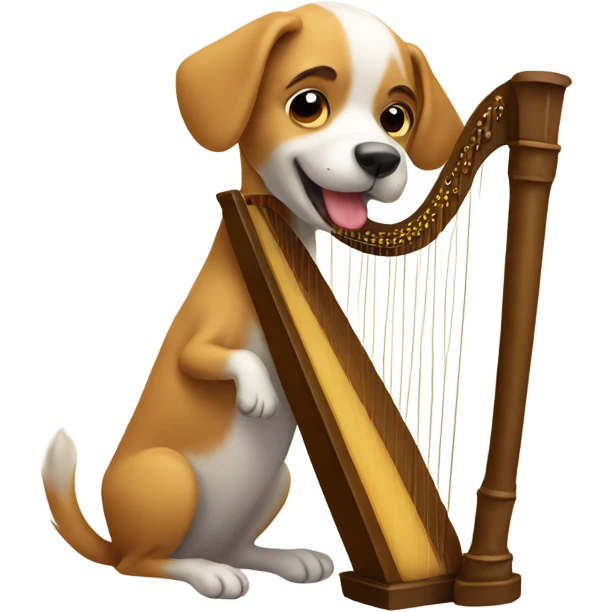 A dog playing the harp emoji