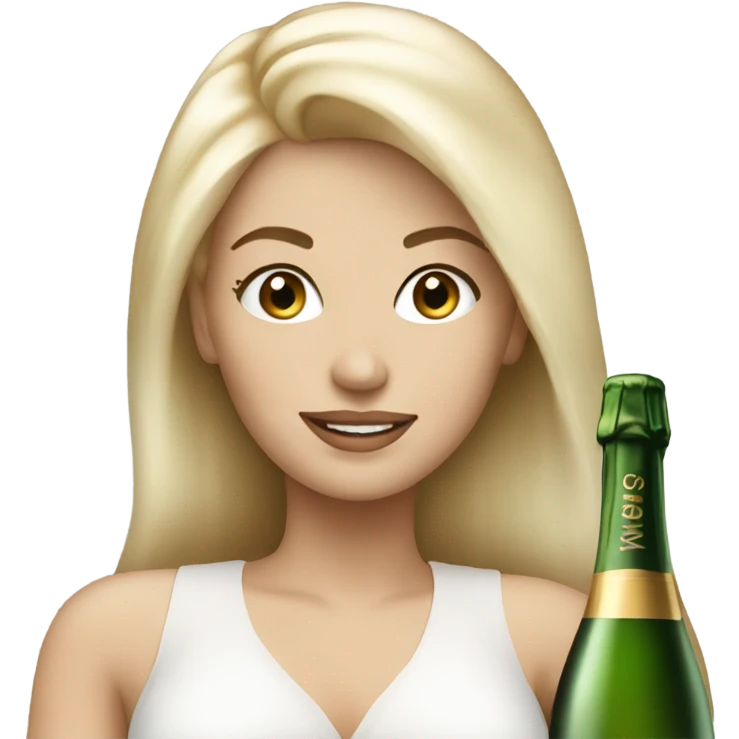 Pretty white blonde woman with champagne emoji