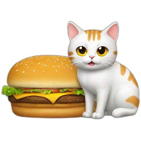 cat and burger emoji