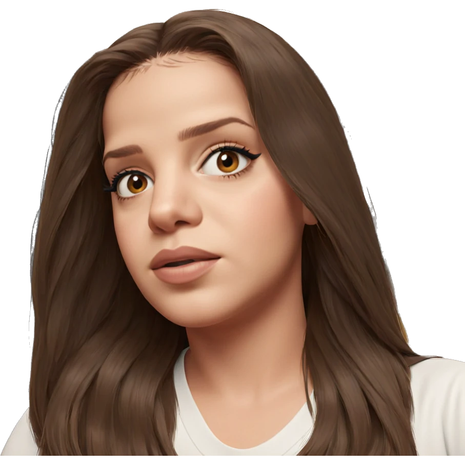 brown haired girl looking on emoji
