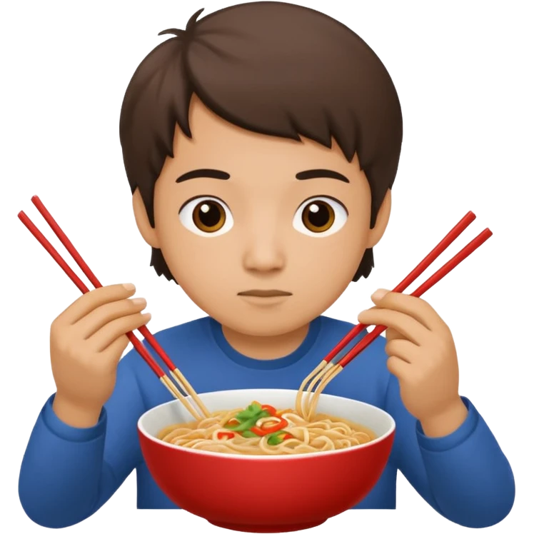 Create a person having noodles dinner. emoji