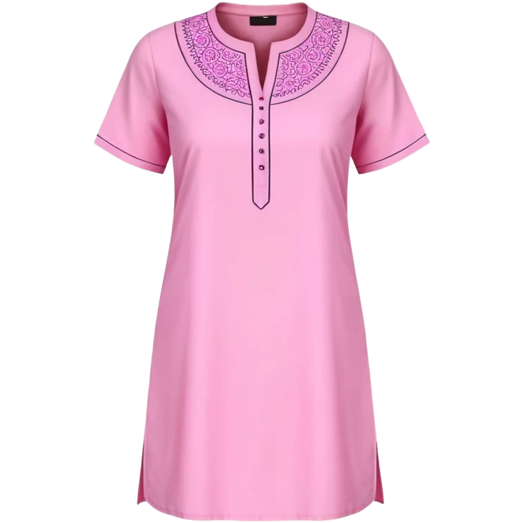 Casual pink kurti with short sleeves and minimal design emoji