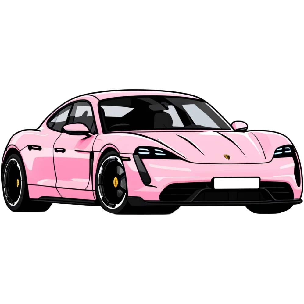 pink porsche taycan electric sports car emoji