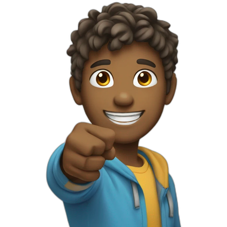 Smiling boy Pointing right emoji