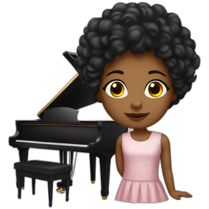 niña pianista pelo negro emoji
