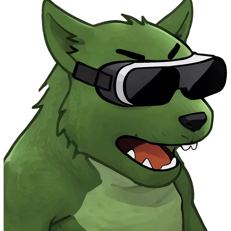 Angry wolf has a VR headset on emoji