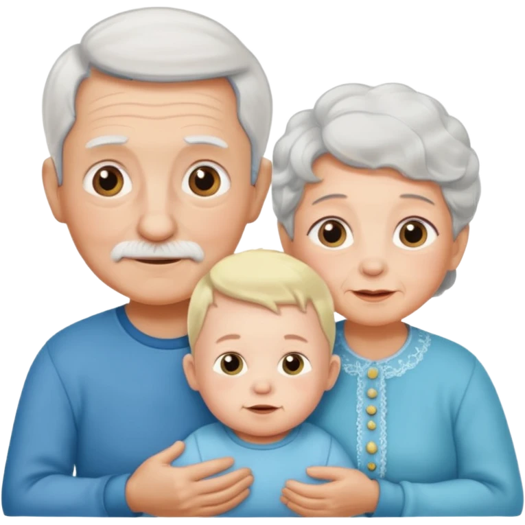 Baby boy with grandpa and granny emoji