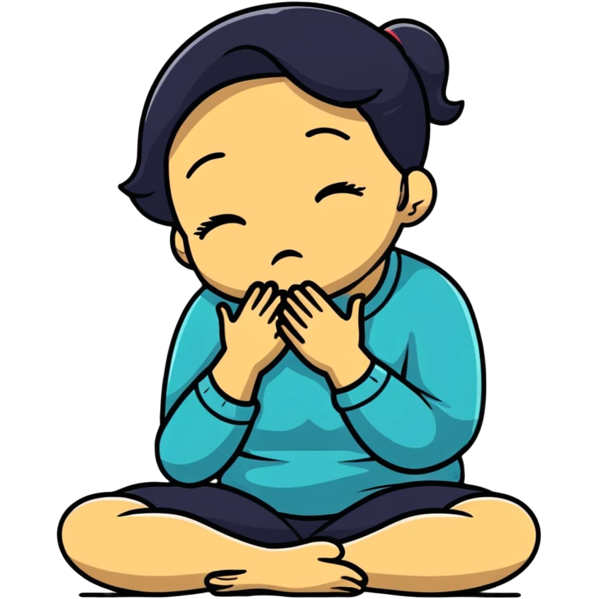 woman sitting on floor hugging her knees while crying emoji