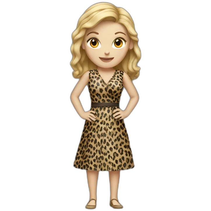 white woman dressed in leopard emoji