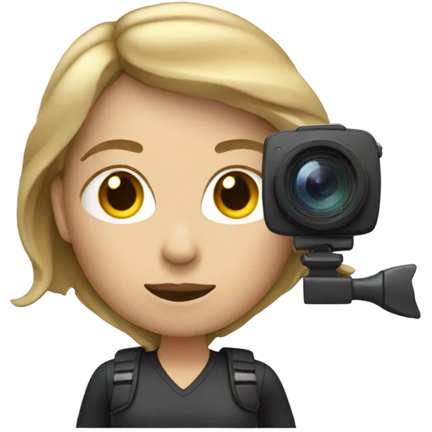 Dark blond hair woman with video camera emoji