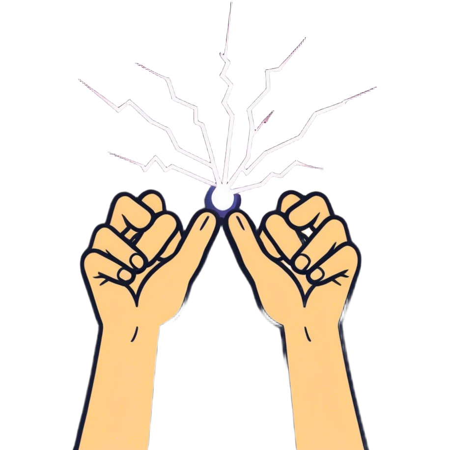 Fingers touching with electricity in the middle emoji