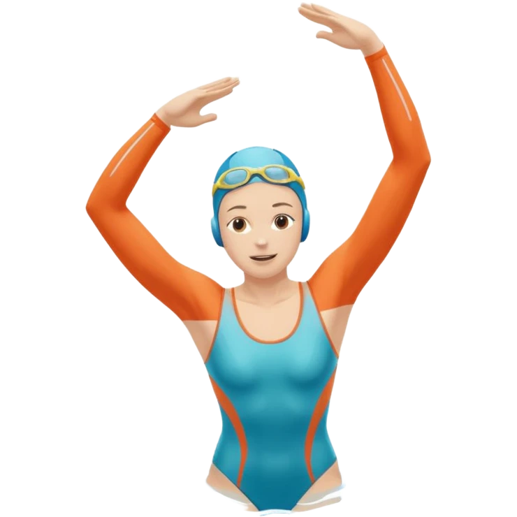 A swimmer is about to dive into the pool. She is in the pose of diving in the air with the hands above the head emoji