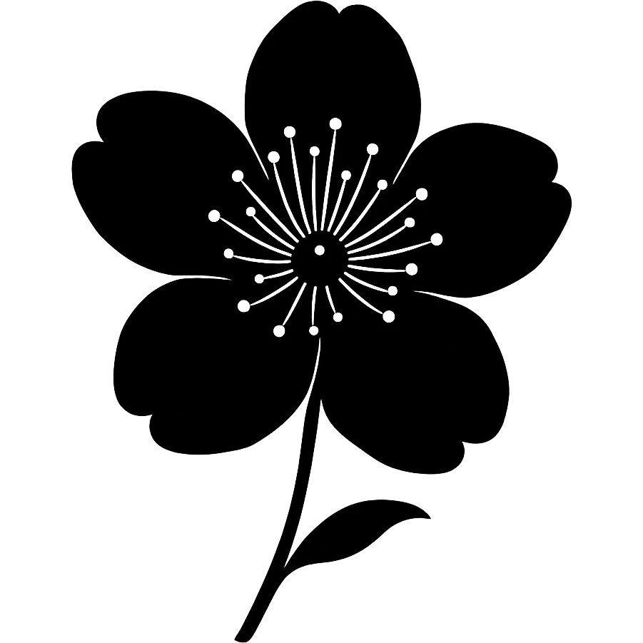 show  one black cherry blossom, remove background emoji