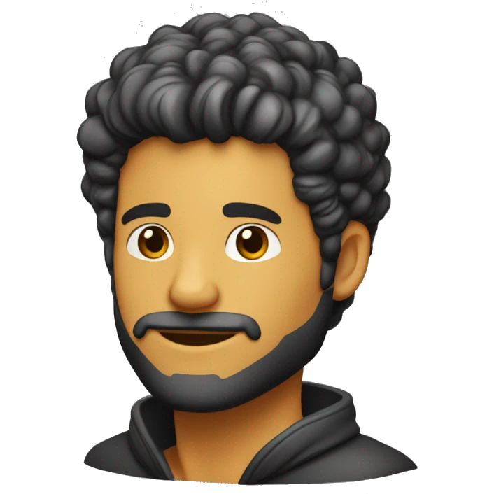 Hombre de 25 años con chamara negra que diga drew de color amarillo y que el muchacho tenga el cabello castaño y barba  emoji