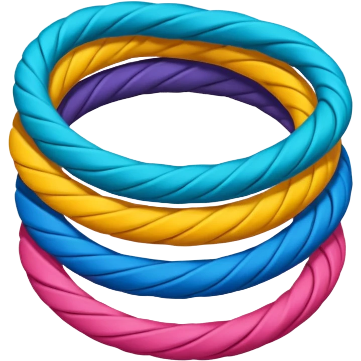 hair tie for tying hair，colourful，三根叠在一起，交错着叠 emoji