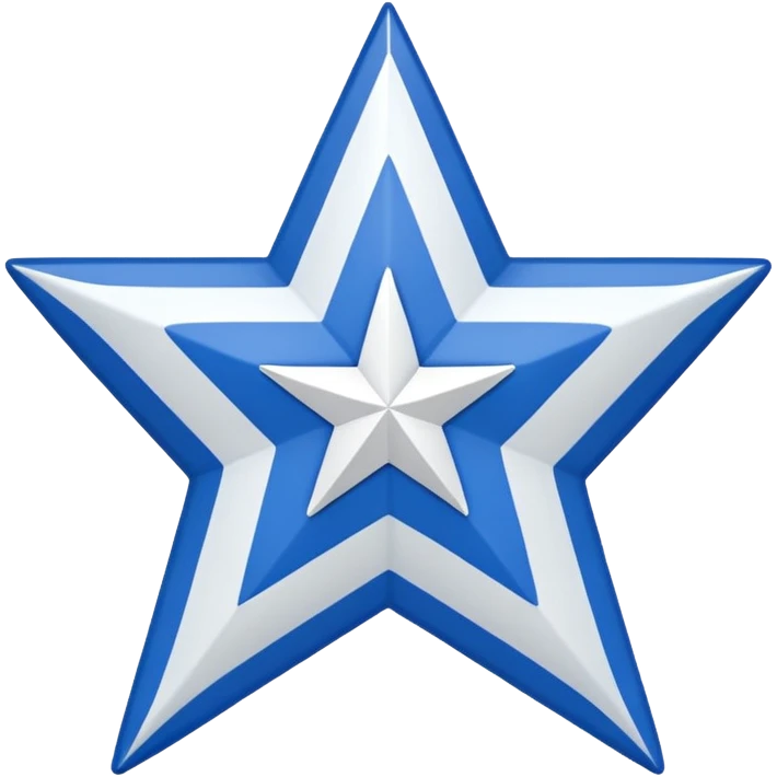 Red background, wide white diagonal stripe top-left to bottom-right, blue five-pointed star centered on the stripe. Clean and symmetrical. emoji