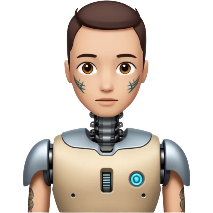 half robot with body tattoo emoji