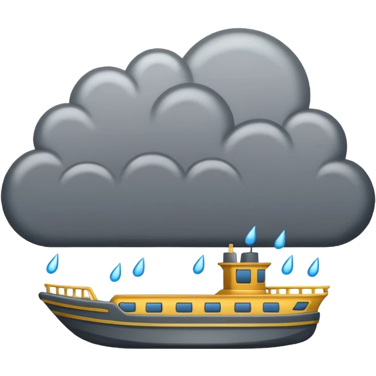 Rain cloud that sprinkles ferry boats emoji