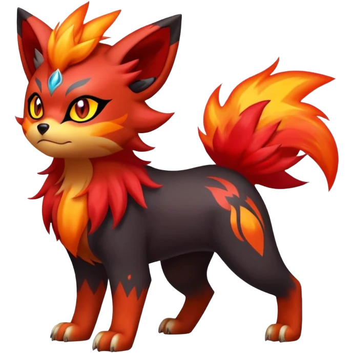 Zorua-Pyroar-Litten-Fakémon-hybrid-creature (full body)  emoji