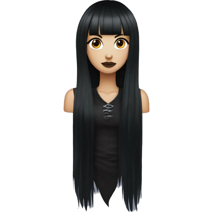Long Black hair goth with bangs emoji