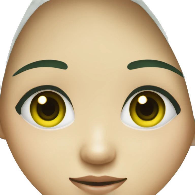 young asian girl art school student green pupil emoji