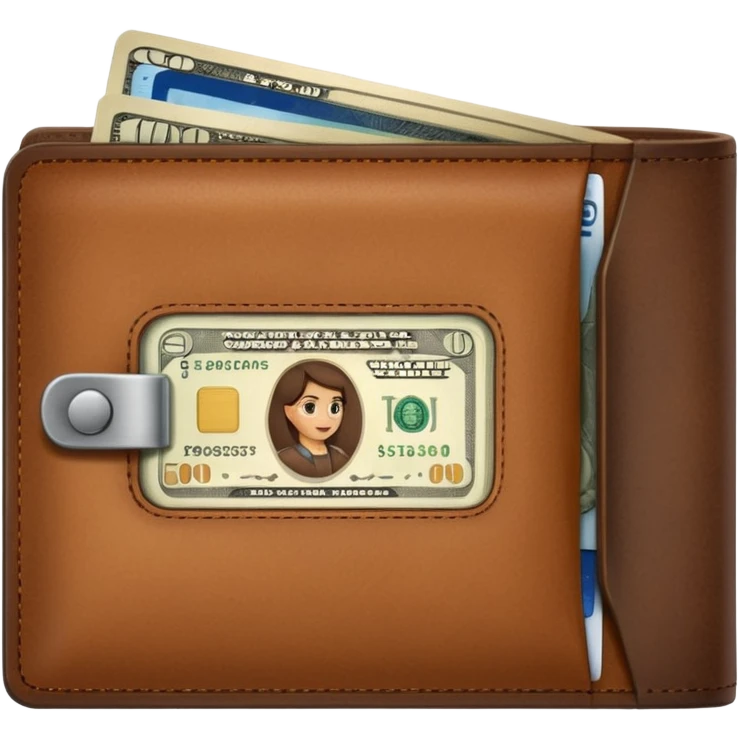 portefeuille marron avec billet et carte bancaire emoji