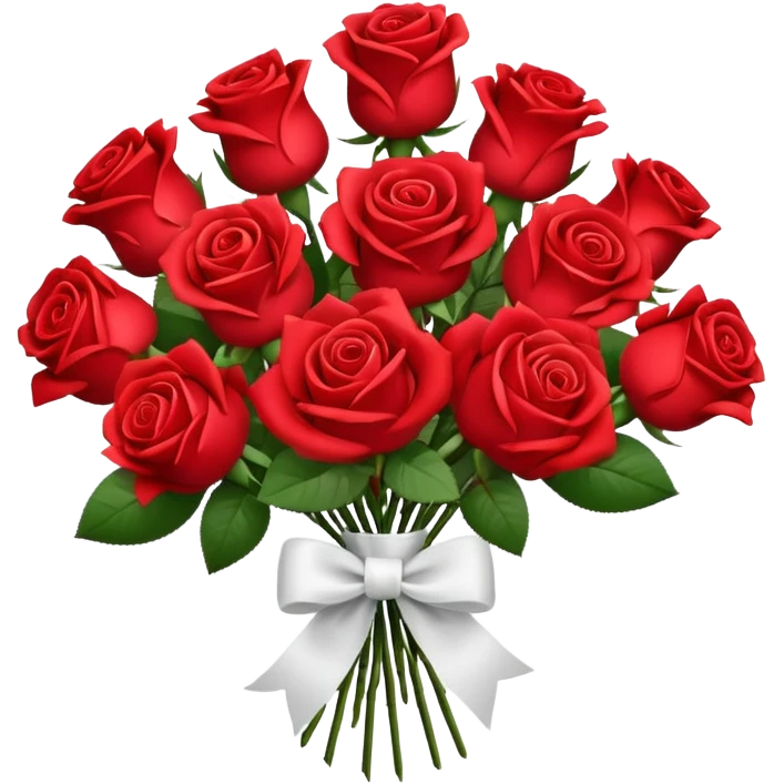 bouquet of red roses with ribbon emoji