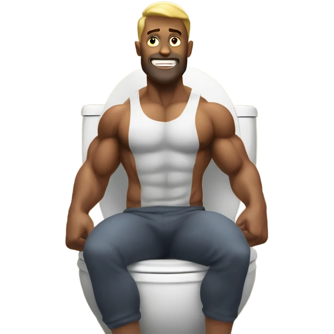 Bodybuilder on the toilet emoji