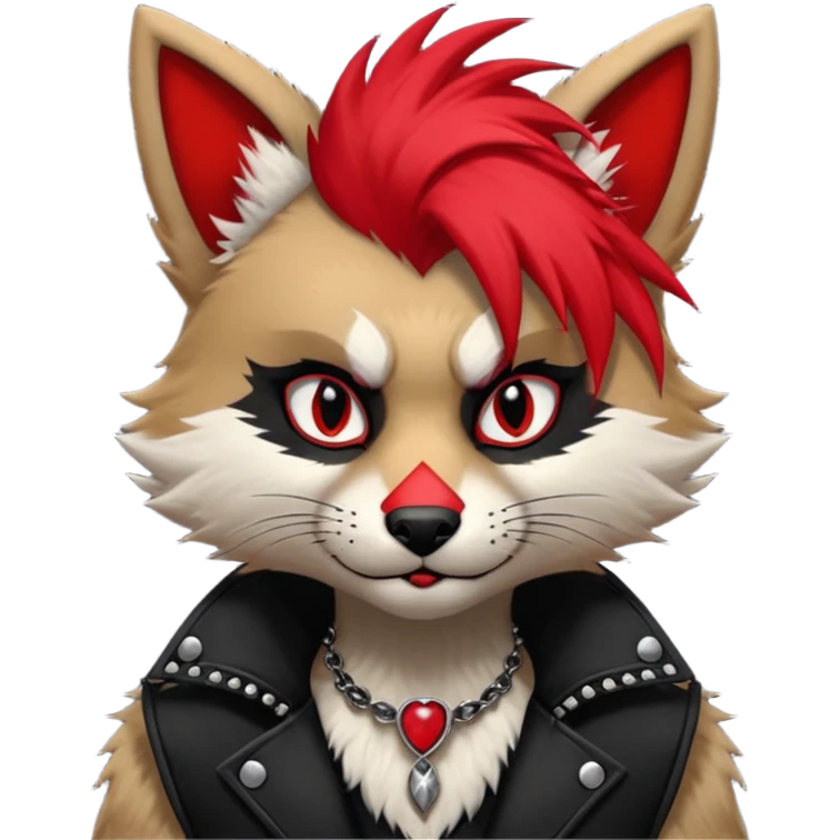 Anthropomorphic Anthro Furry punky gothic black white and red badass cool stylish handsome smexy Animal-furry-fursona emoji