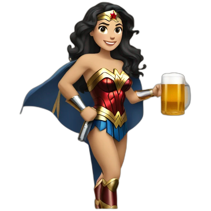 Wonder woman qui boit de la bière emoji