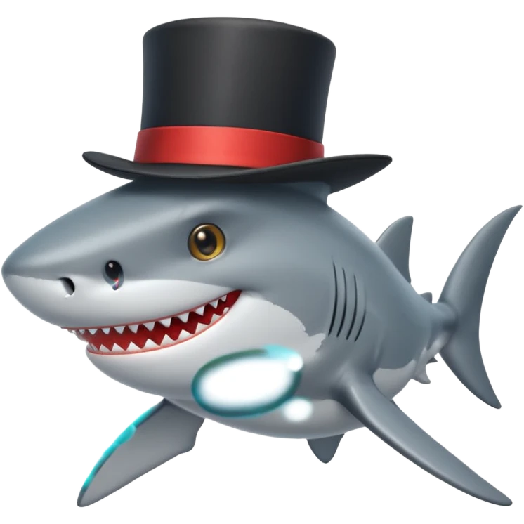 Shark with a top hat emoji