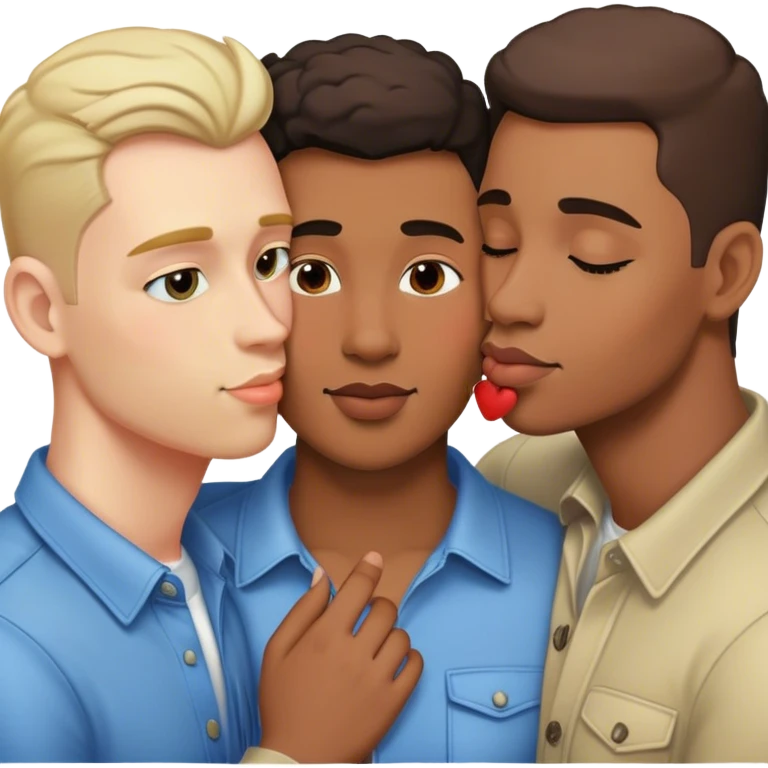Gay man kissing 2 men emoji