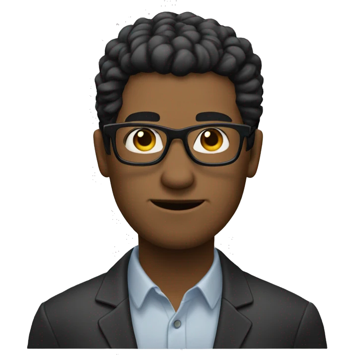 Figure an ugly man with black hair and glasses. The man's skin color should be white. His hair should fall out in the middle and there should be very little hair. Let there be an emoji with hair falling out emoji