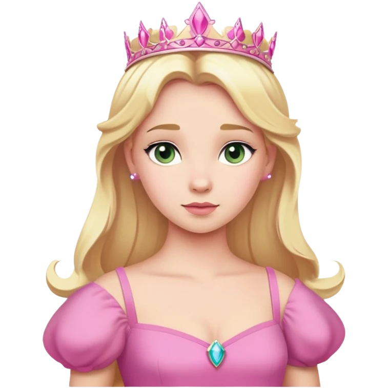 Aurora princess from hips up, pink dress, blonde hair, minimal style, larger size emoji