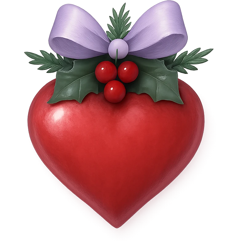 christmas heart with a delicate lavender mist  , remove background emoji