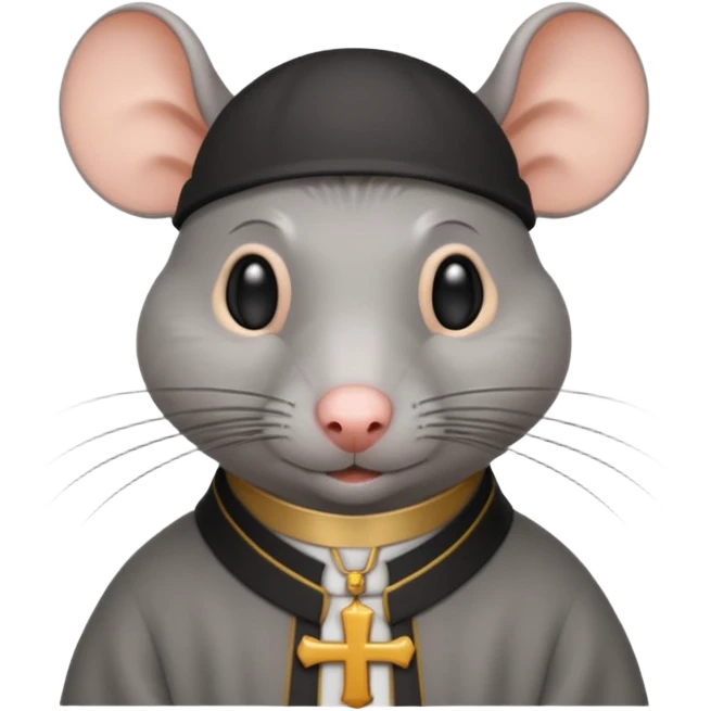 A rat with a Catholic tonsure style haircut emoji
