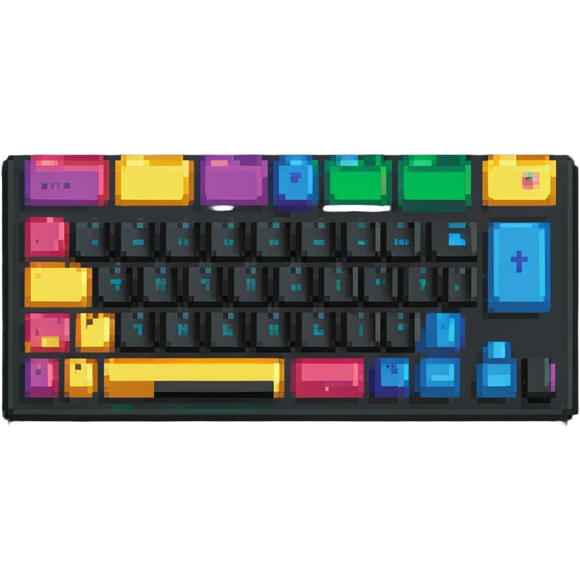Keyboard with colorful keys, programming logo emoji