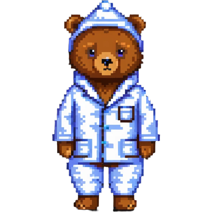 bear in pajamas with a nightcap standing emoji