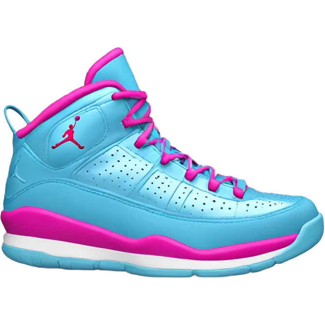 Realistic metallic sky blue and hot pink Jordan basketball sneakers. emoji