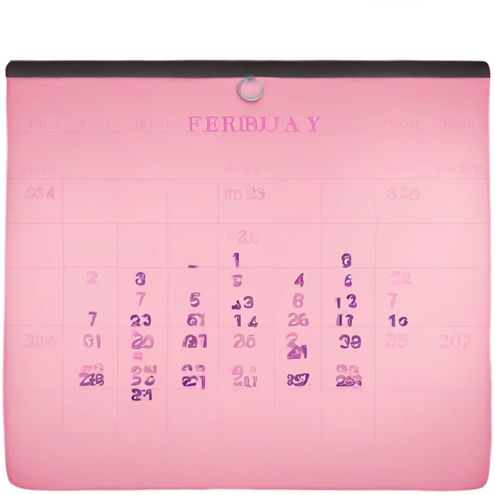 Pink calender with words: 28 February  emoji