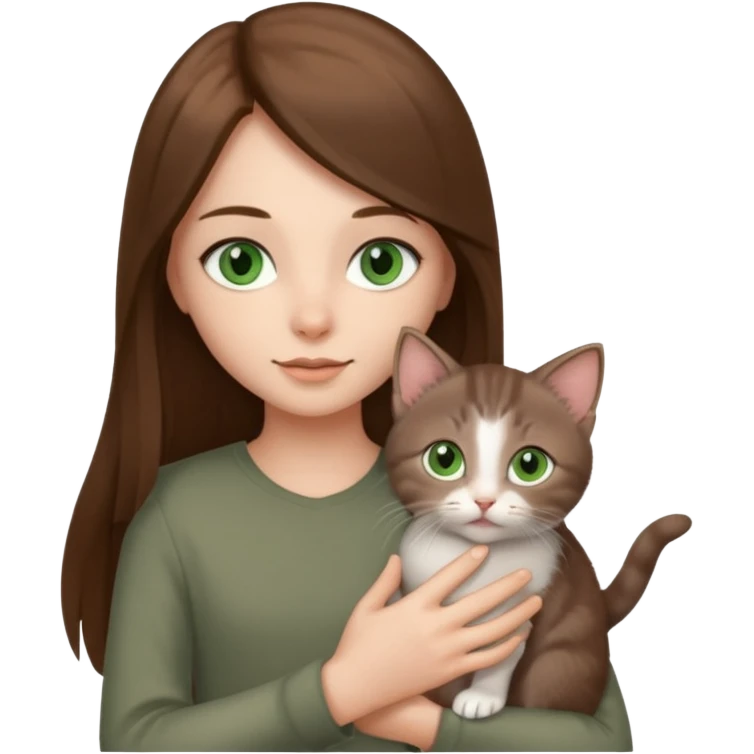 make it with greener eyes and straight long hair with grey kitten emoji