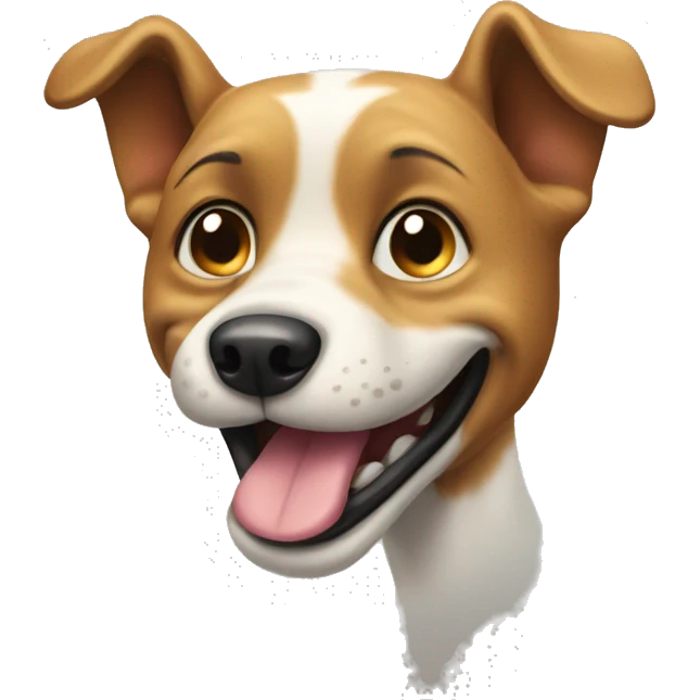 dog with smily silly face emoji
